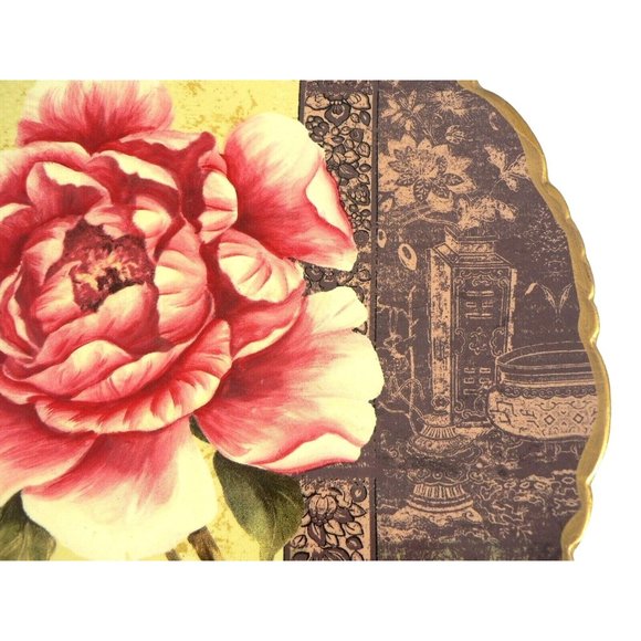 Asian Decorative Plate and Easel Rose Floral Scallop Edge - Picture 8 of 10